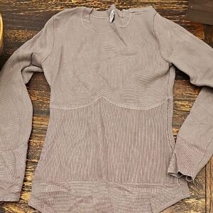 Abercrombie & Fitch Mauve-Taupe Ribbed Knit Top Body Suit L